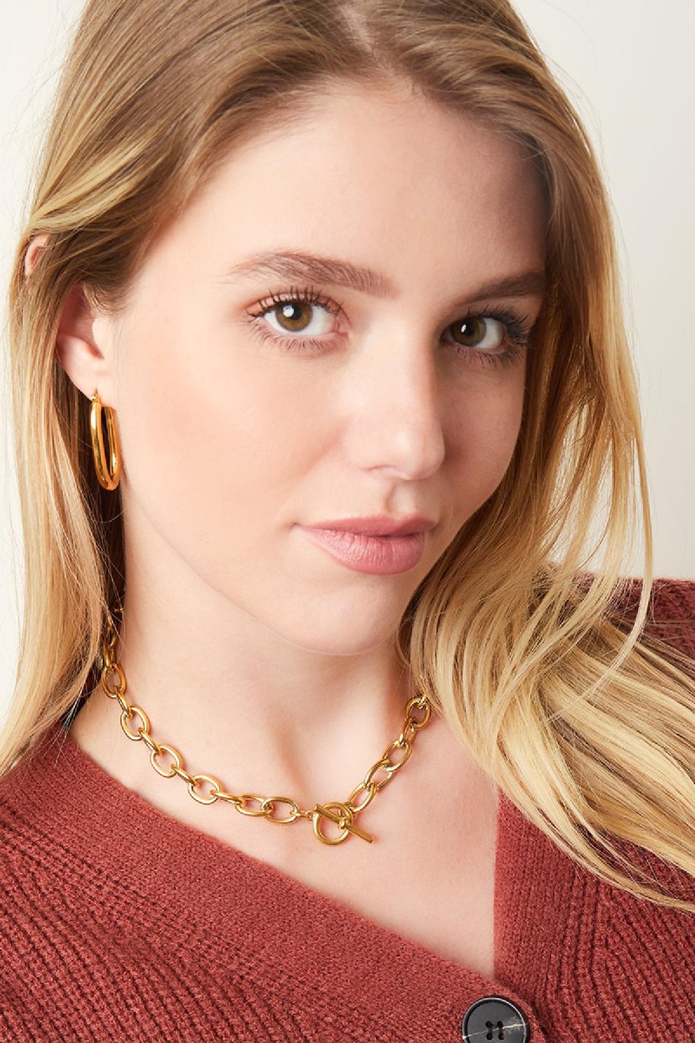 collier en acier inoxydable couleur or h5Image2